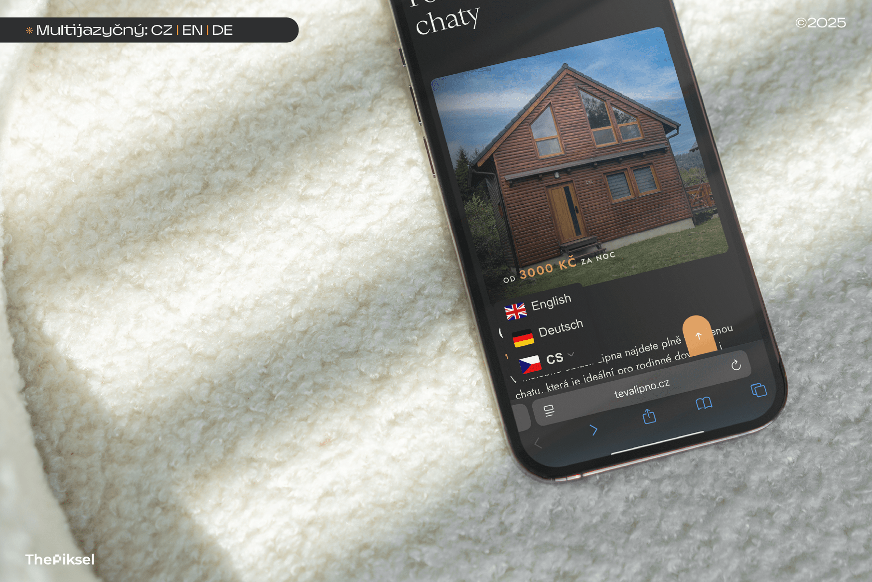 Detail webu na mobilu